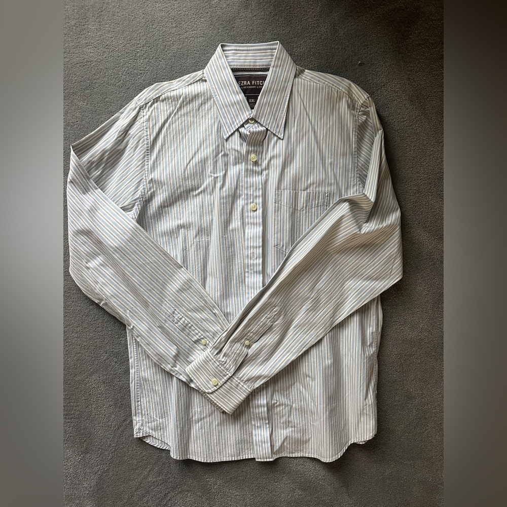 Vintage Abercrombie & Fitch EZRA FITCH Men's Blue Striped Shirt